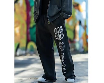 AOT Anime Inspired Sweatpants, Attack on Titans Anime Sports Gymwear, Trendy Y2k Hip Hop Jogger Trousers, Unisex Anime Fans Gift