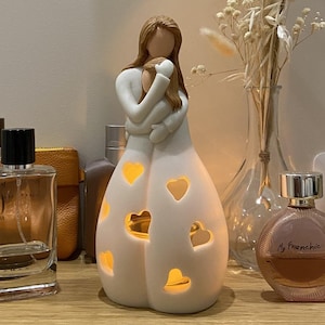 Gifts for Mom from Daughter, Mothers Day Present - Candleholder Statue W/Flickering LED - Birthday Gift Daughters, Christmas Gift for Mom