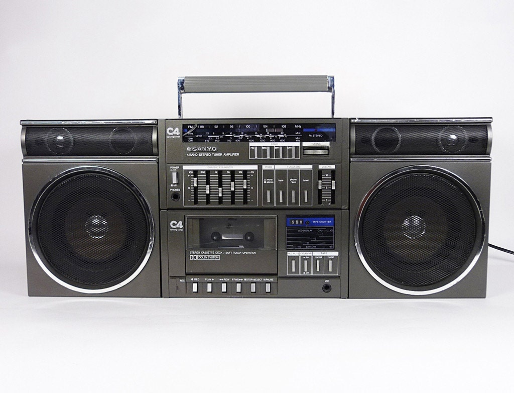 Vintage 80's SANYO C4 Boombox GHETTO BLASTER Cassette Radio W