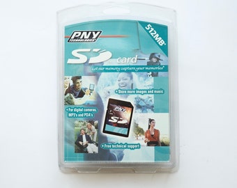 Vintage 2000's PNY Technologies 512MB SD memory card for old digital cameras