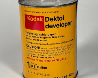 Vintage 1970's KODAK DEKTOL Developer Darkroom Photographic Chemical Can Sealed