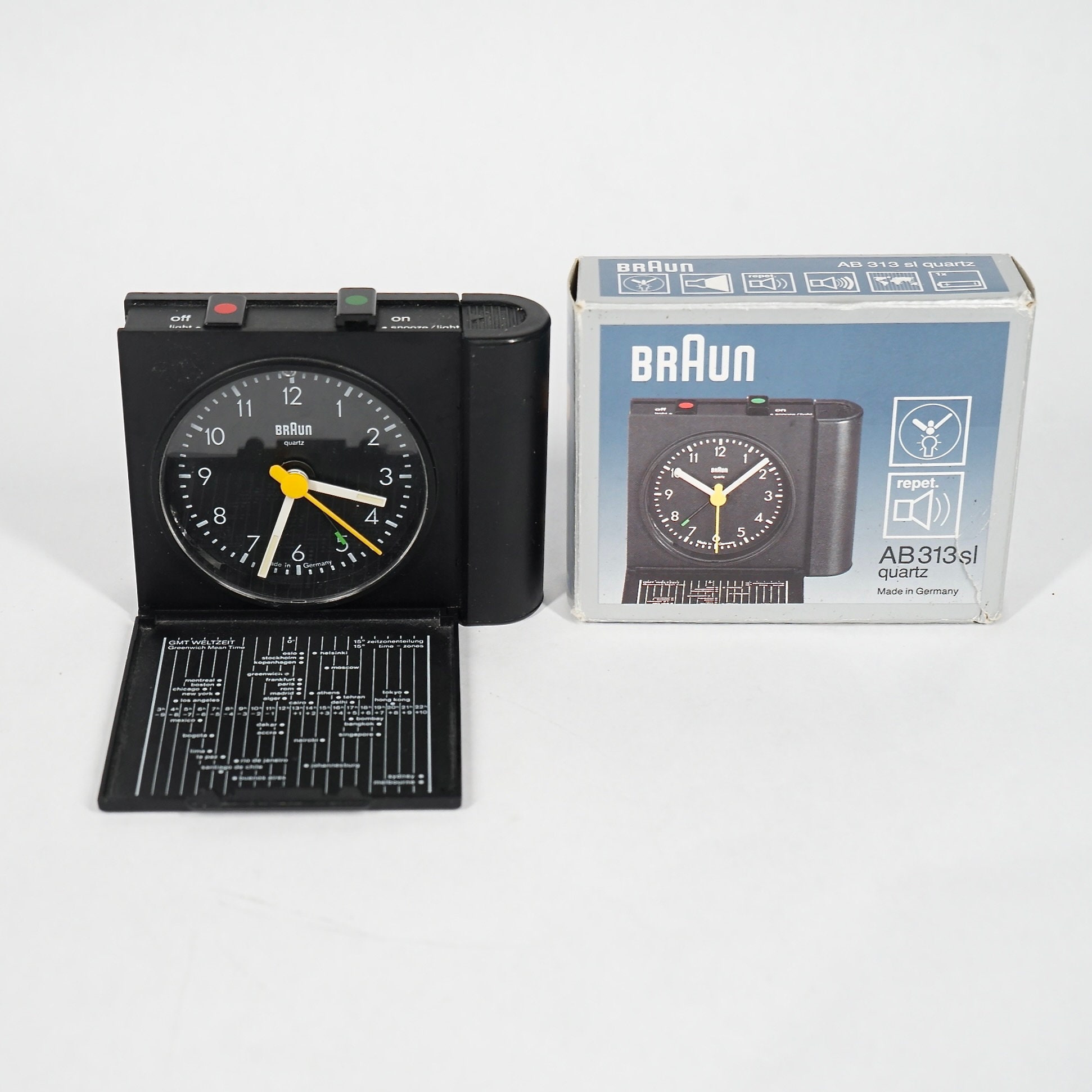 インテリア時計 BRAUN AB313sl *T&M Shop * Vintage Braun World Travel Analog Alarm Clock AB313SL Quartz