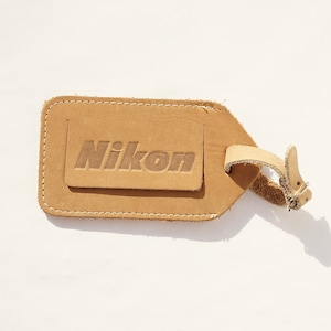Vintage 80&#39;s NIKON camera bag luggage leather tag