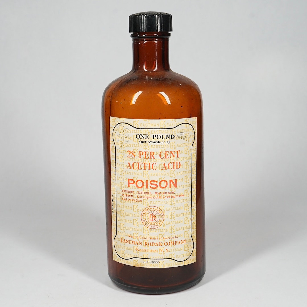 Antique 1920's Eastman Kodak POISON Acetic Acid Darkroom Photographic