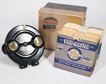 Vintage 1940's Sawyer's Bakelite View-Master Model B w/ 39 Stereoscopic Reels