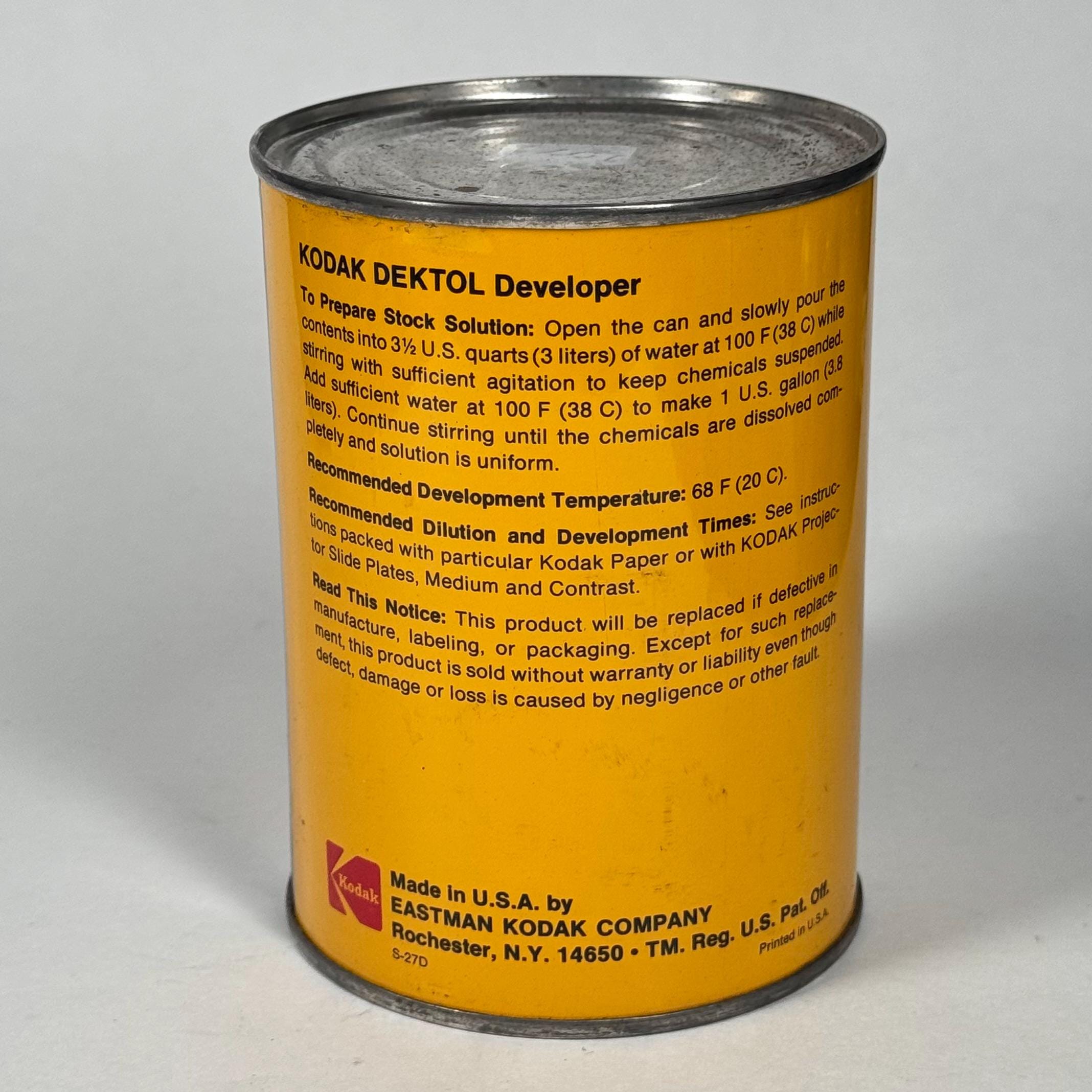 1970年代のヴィンテージ KODAK DEKTOL 現像液 暗室用写真薬品 缶 未 