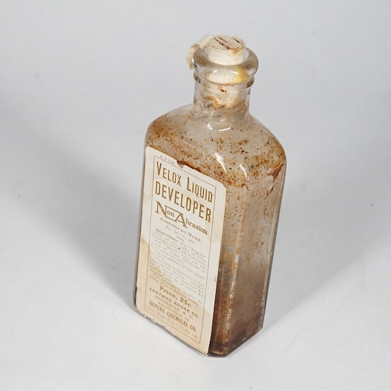 Antique 1910's Velox Liquid Developer Glass Darkroom Photographic