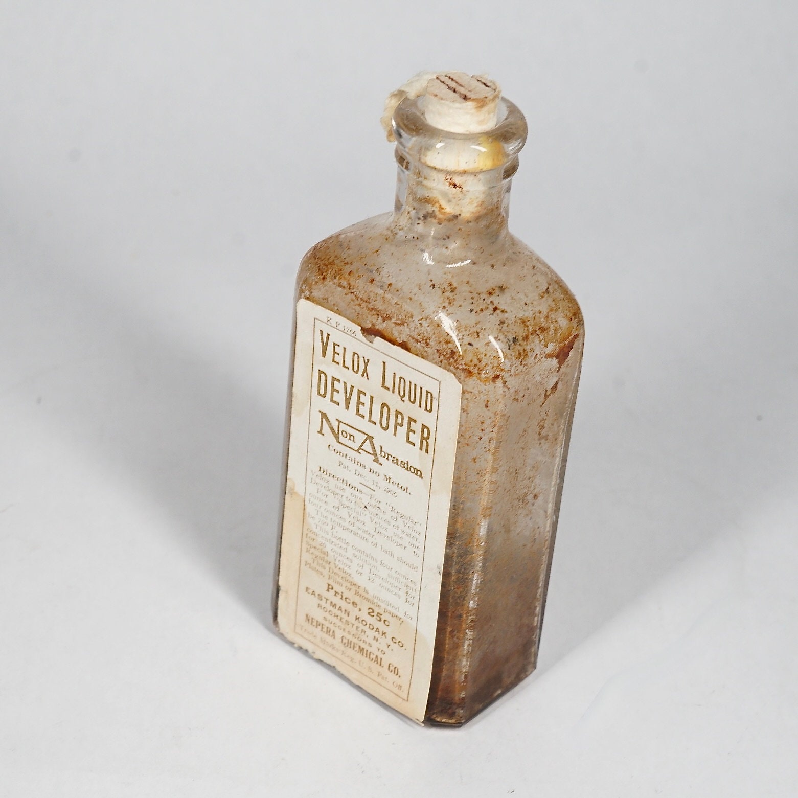 Antique 1910's Velox Liquid Developer Glass Darkroom Photographic