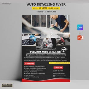 Auto Detailing service Flyer - Editable Auto Detailing Canva Template, MS PPT | Car Cleaning and Wash | DIY Car Detail, Social Media Flyer