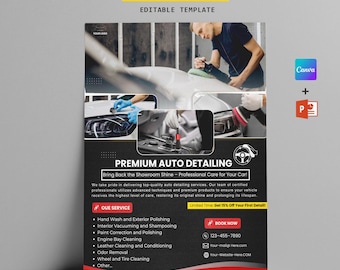 Auto Detailing Flyer Template - Car Wash, Mobile Detailing (Canva & PPT)