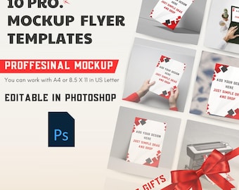 Flyer Mockup PSD Bundle – A4 & US Letter, Editable Photoshop Templates (Digital Download)