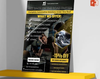 Auto Repair Shop Flyer Template – Editable Canva & PowerPoint (A4)