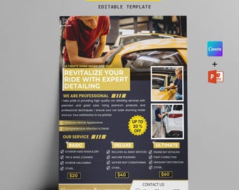 Car Detailing Service Flyer – Editable Canva & PPT Template