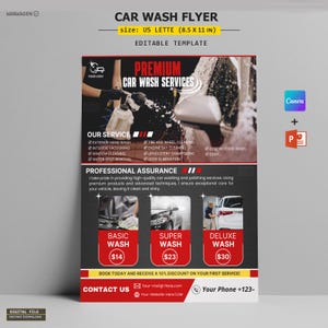 Car Wash Flyer | Editable Car Wash and Detailing Canva Template, MS PPT | Mobile Car Wash Flyer | Auto Wash Flyer | Car Detailing Flyer, DIY