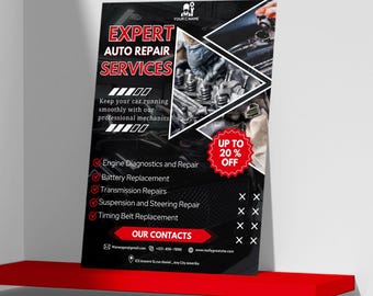Auto Repair Shop Flyer Template – Printable Car Workshop (A4, Canva)