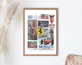 Scuderia Ferrari F1 Collage Poster: Vintage Motorsport Art (Digital Download)