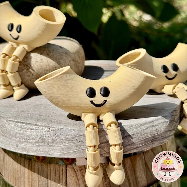 Articulated Macaroni Figurine: Kawaii Pasta Desk Buddy, Chowmigos Collectible Food Toy