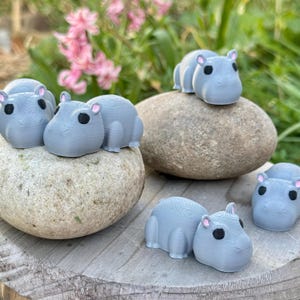 Mini figurine hippopotame Chibi - Adorable décoration d&#39;animaux kawaii à collectionner, parfaite pour les amateurs d&#39;hippopotames et les collectionneurs d&#39;hippopotames pygmées mignons