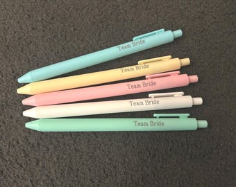 Team bride pens. Hen party accessories. Assortment of colours.
