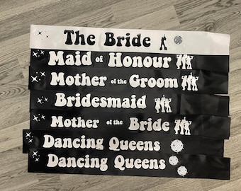 Retro Hen Party Sash: Bride to Be, Bridesmaid, Mother-in-Law
