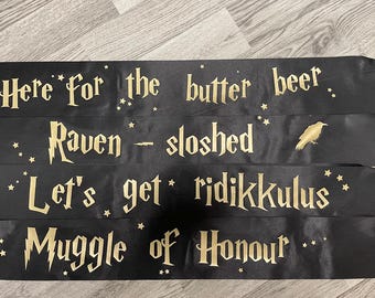 Wizard Font Hen Party Sash: Bride, Bridesmaid, Celebrations