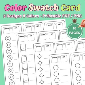 Printable Color Swatch Cards: 3 Designs (PDF/PNG)