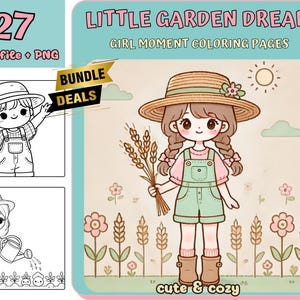 Girl moments coloring, Coloring, digital Coloring book, Kawaii Cozy Coloring, Printable Coloring, Cute Girl Coloring, Cozy Girls, Printable