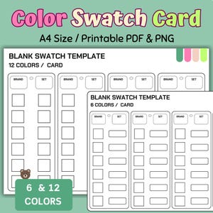 Color Swatch, Color Swatch Cards, Color Swatch Test, Blank color card, printable marker swatch, swatch marker, blank swatch, coloring swatch