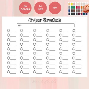 Printable Color Swatch Card: 60 Colors, A4 (PDF) - Etsy