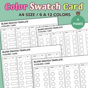 Printable Color Swatch Card: 6 & 12 Color Templates (PDF)