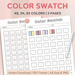 Amostra de cor, Cartões de amostra de cor, Teste de amostra de cor, Cartão de cor em branco, Cartão de amostra para impressão, modelo, DIY, Amostra de marcador, PDF, Amostra aconchegante