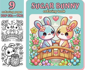 Dibujos para colorear de conejitos de azúcar: Libro imprimible y acogedor (PDF y PNG)