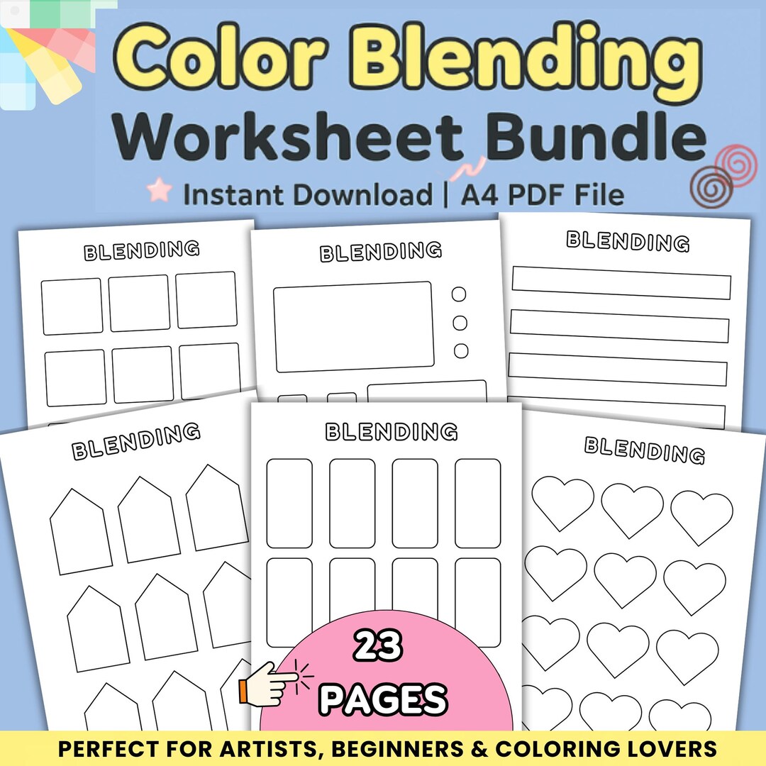 Color Swatch Blending Worksheet Bundle – 23 Pages for Color Play ...
