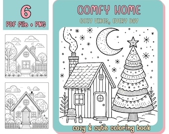 Comfy Home Coloring Book, Kawaii Printable, Cozy Vibes (PDF & PNG)