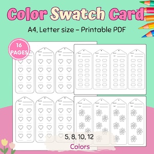 Color Swatch, Color Swatch Cards, Color Swatch Test, Blank color card, Printable Swatch Card, template, DIY, Marker Swatch, PDF, Cozy Swatch