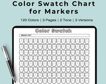 Printable Color Swatch Chart: 120 Marker Colors (PDF & PNG Download)