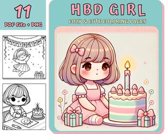 Girl moments coloring, Coloring, digital Coloring book, Kawaii Cozy Coloring, Printable Coloring, Cute Girl Coloring, Cozy Girls, Printable