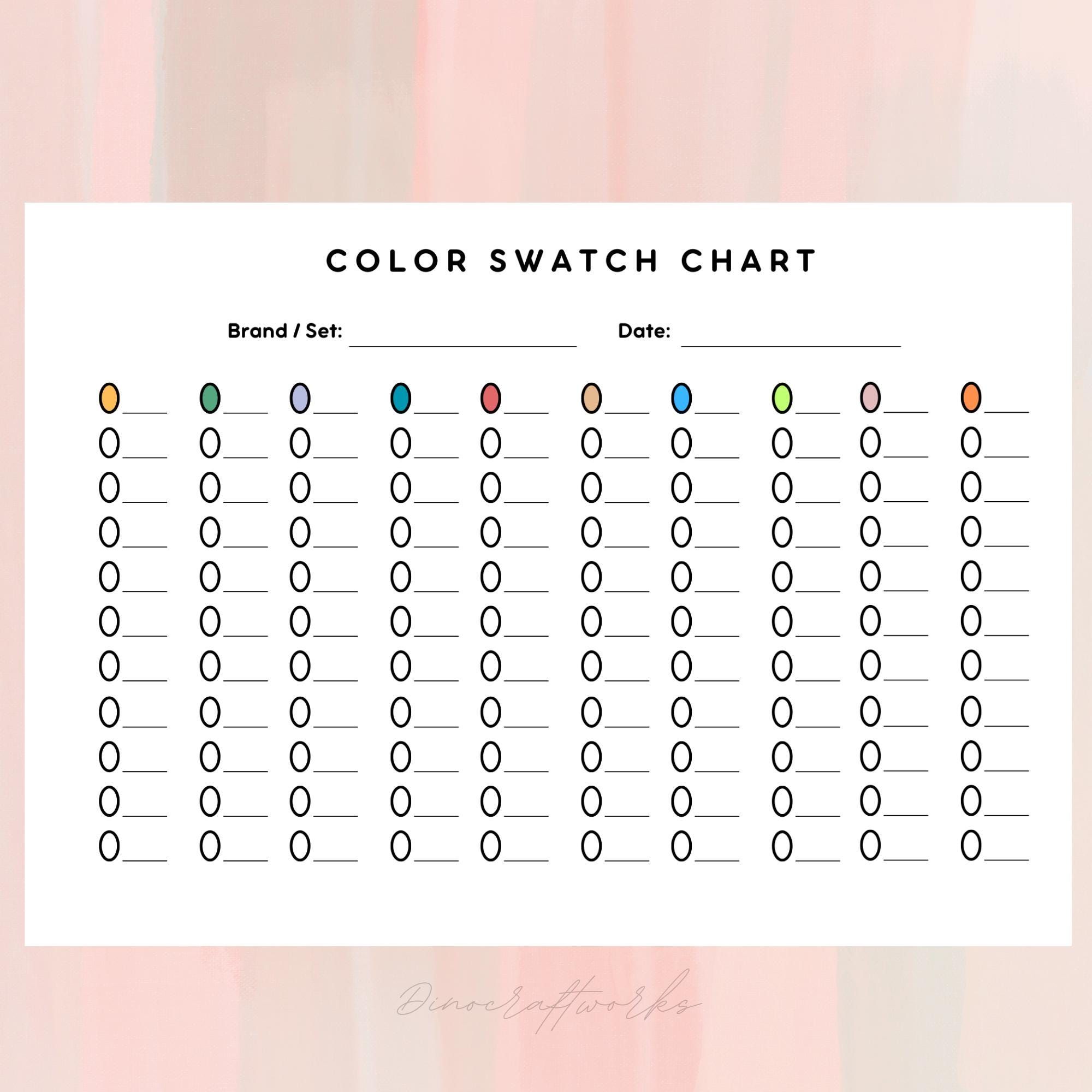 Color Swatch Card Template: 120 Colors, Printable (PDF) - Etsy