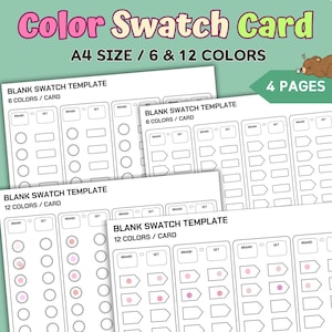 Printable Color Swatch Card Template: 6 & 12 Colors (PDF)
