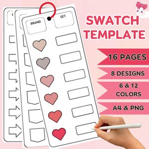 Printable Color Swatch Cards: 8 Designs, 6 & 12 Colors (Digital Download)