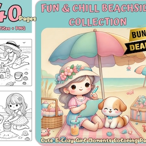 Girl moments coloring, Coloring, digital Coloring book, Kawaii Cozy Coloring, Printable Coloring, Cute Girl Coloring, Cozy Girls, Printable