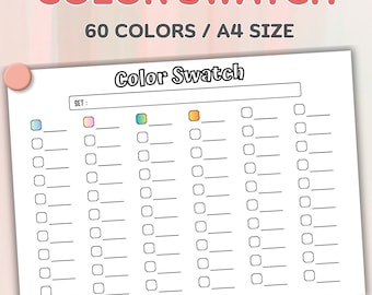 Printable Color Swatch Card: 60 Colors, A4 (PDF) - Etsy
