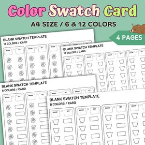 Color Swatch, Color Swatch Cards, Color Swatch Test, Blank color card, printable marker swatch, swatch marker, blank swatch, coloring swatch