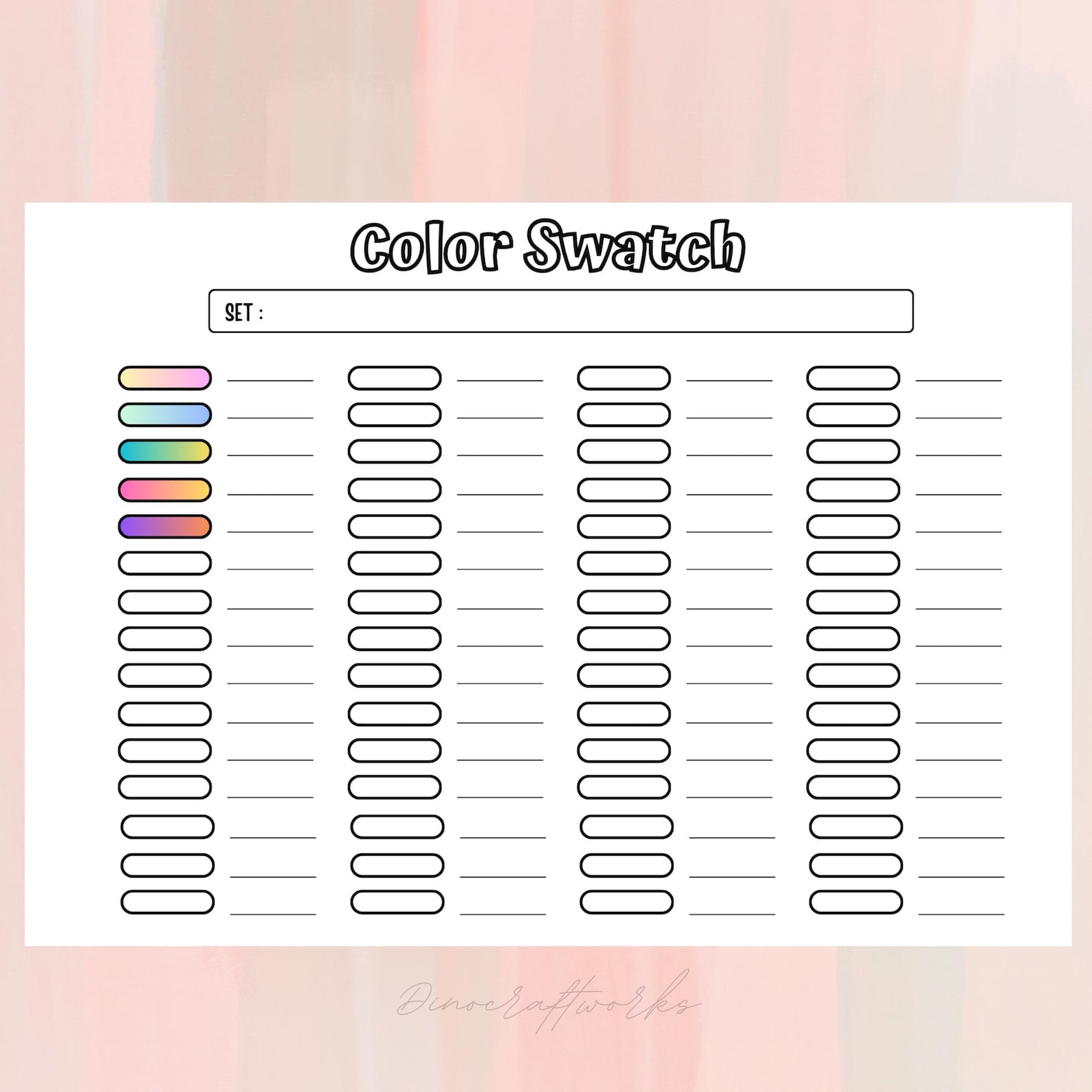 Printable Color Swatch Card Template: 120 Colors (PDF) - Etsy