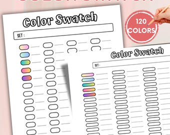 Printable Color Swatch Card Template: 120 Colors (PDF)
