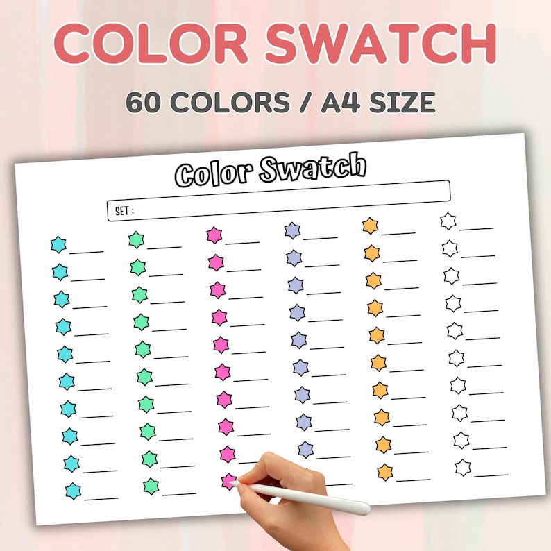 Printable Color Swatch Card: 60 Colors, A4 (PDF) - Etsy