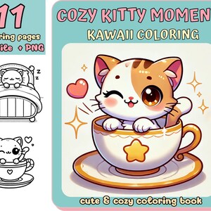 Coloring, Coloring Kawaii, Kawaii Cozy Coloring, Coloring, Printable Coloring, Cute Coloring, Gift, DIY, Kids, Coloring Pages, Coloring book