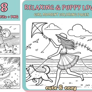 Girl moments coloring, Coloring, digital Coloring book, Kawaii Cozy Coloring, Printable Coloring, Cute Girl Coloring, Cozy Girls, Printable