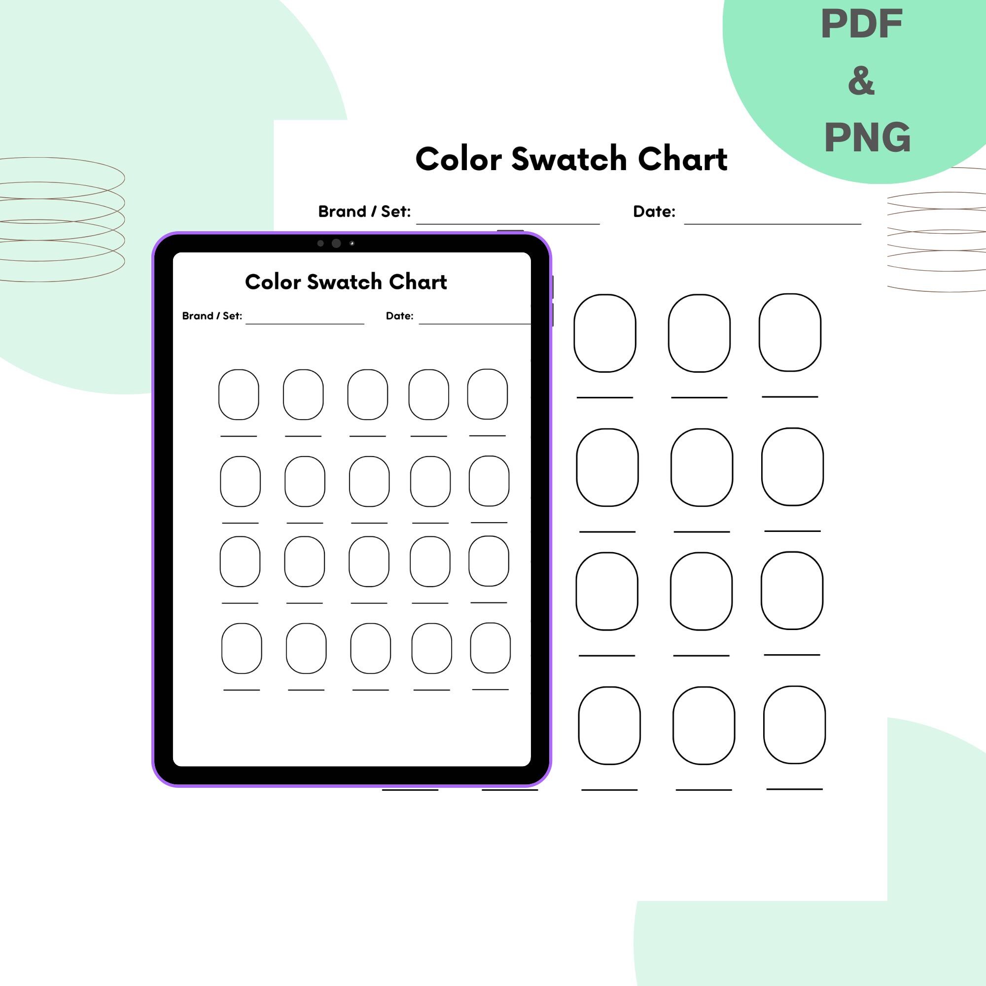 Color Test Sheet.pdf Marker Color Swatch Chart, Printable Color Test Sheet (PDF) - Etsy ...