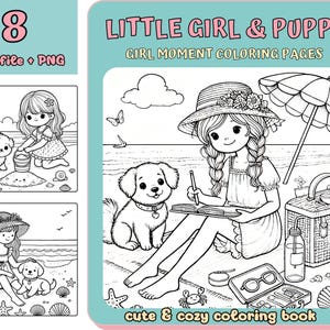 Girl moments coloring, Coloring, digital Coloring book, Kawaii Cozy Coloring, Printable Coloring, Cute Girl Coloring, Cozy Girls, Printable